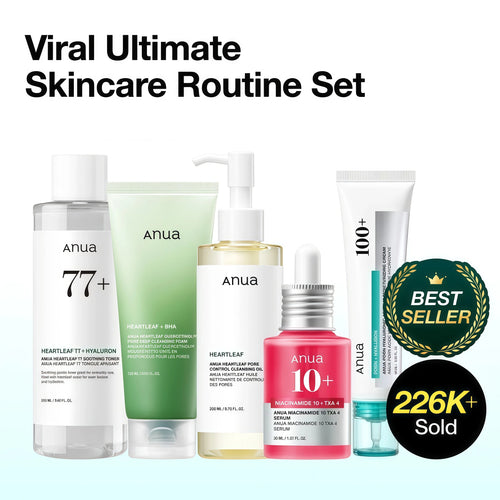 Korean Glass Skin Skincare Set – Salmon PDRN, Niacinamide, Double Cleansing & Collagen Mask for Hydration & Soothing Care